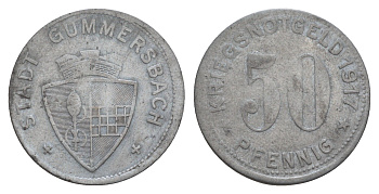 Гуммерсбах 50 пфеннигов 1917 Funck 180.1, Men18 12471.1 цинк 4657-1122
