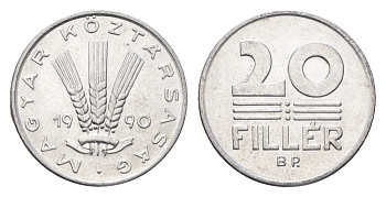 Венгрия 20 филлеров 1990 BP KM 676 алюминий UNC 4668-219