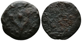 Иудея прута 135 - 104 гг. до н.э. династия Хасмонеев, Иоанн Гиркан I, 1,28 гр Meshorer, Group A медь    1073-6-11
