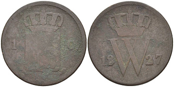 НИДЕРЛАНДЫ 1 ЦЕНТ 1827 ВИЛЛИАМ I (1815-1840) KM 47 медь 219-615