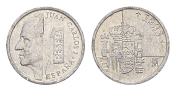 Испания 1 песета 1993 M, Хуан Карлос I (1975-2014) KM 832 алюминий 4623-1052