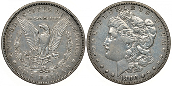 США 1 доллар 1900 O, Морган доллар, монетный двор Орлеан KM 110 серебро 272-1441