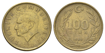 Турция 100 лир 1990 Кемаль Ататюрк KM 988 алюминиевая бронза 4702-617