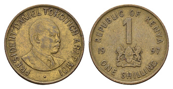 Кения 1 шиллинг 1997 Дэниэл арап Мои KM 29 сталь плакированная латунью 4674-667