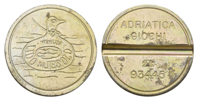 Италия, Лидо-ди-Йезоло, Венеция жетон для равлечений Sale Giochi утка, диаметр 24 мм, вес 6,3 гр нержавеющая сталь 4670-657