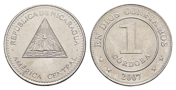 Никарагуа 1 кордоба 2007 KM 101 сталь плакированная никелем UNC 4641-414