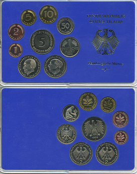 ФРГ набор из 9 монет 1976 J, официальный государственный набор, в пластике    PROOF  3540-12