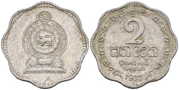 Шри-Ланка 2 цента 1975 KM 138 алюминий 83-1419