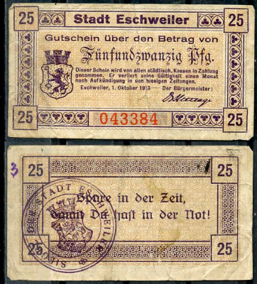 Германия, Эшвайлер 25 пфеннигов 1918 нотгельд, 1.10.1918 бумага 8614-44-2-2
