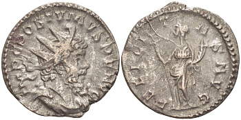 Римская Империя (императоры в Галлии) антониниан 260 - 269 Постум. IMP C POSTVMVS P F AVG / FELICITAS AVG, Фелицитата с кадуцием и рогом Изобилия, Колония Агриппины, Good Very fine RIC 58 биллон 1073-13-27