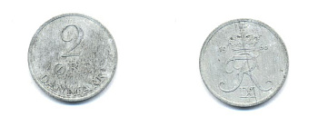 ДАНИЯ 2 ЭРЕ 1966 C; S, ФРЕДЕРИК IX (1947-1972) KM 840.2 цинк 4379-739