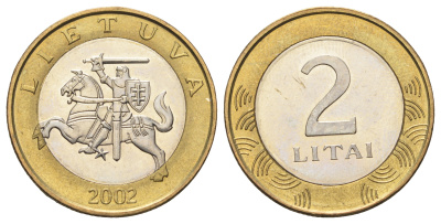 Литва 2 лита 2002 KM 112 биметалл UNC 4654-752