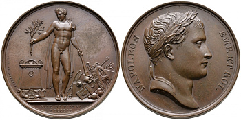 Франция медаль 1809 на мир в Вене, Наполеон Бонапарт, 40,5 мм, 34,94 гр Slg. Julius 2141, Bramsen 876 бронза 00-811-23