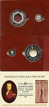 Австралия 1 доллар и 25 центов 1988 холи доллар (HOLEY), аборигенская культура, дырявый доллар, в оригинальной упаковке KM 112, 113 серебро  PROOF  1-6-4-16