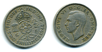 Великобритания 2 шиллинга (флорин) 1948 Георг VI (1936-1952) KM 865, Spink 4102 медно-никель 540-532