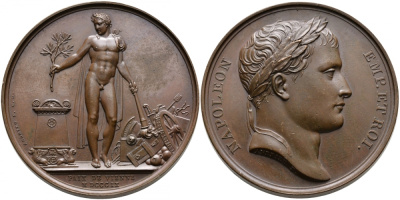 Франция медаль 1809 на мир в Вене, Наполеон Бонапарт, 40,5 мм, 34,94 гр Slg. Julius 2141, Bramsen 876 бронза 00-811-23