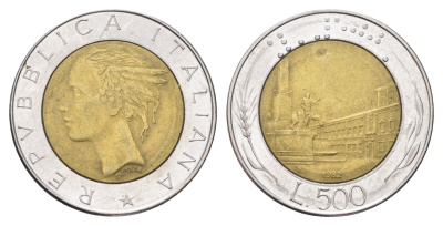 Италия 500 лир 1982 R, Квиринальский дворец в Риме KM 111 биметалл 4704-937