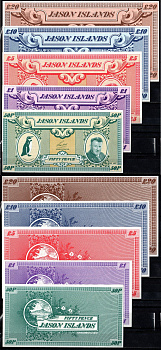 Фолклендские острова (Острова Джейсона) набор из 5 банкнот по (1,5,10,20 фунтов и 50 пенсов) 1978 бумага UNC (пресс) 2198-33-2-2