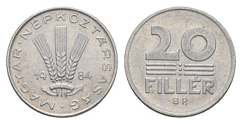Венгрия 20 филлеров 1984 BP KM 573 алюминий 4528-213