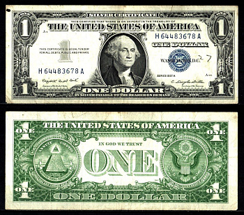 США 1 доллар 1957 Серия A, Джордж Вашингтон Pick 419 a бумага 2119-20-1-1