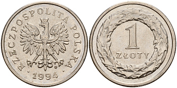 Польша 1 злотый 1994 MW KM 282 медно-никель    4161-1043