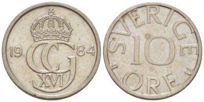 Швеция 10 эре 1984 U Карл XVI Густав (1973- ) KM 850 медно-никель 3955-353