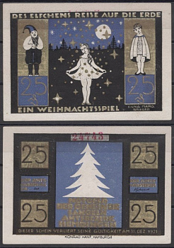 Лангельн 25 пфеннигов 1921 Путешествие эльфа на Землю DeNG 2 764.1a-1/6 бумага UNC (пресс) 8608-10-1-2