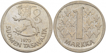 Финляндия 1 марка 1970 S KM 49а медно-никель 3718-723