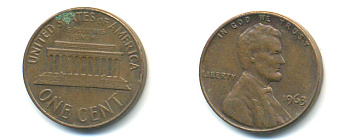 США 1 ЦЕНТ 1963 ЛИНКОЛЬН KM 201 медь цинк 86-161
