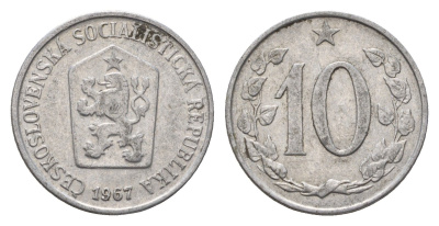Чехословакия 10 геллеров 1967 KM 49.1 алюминий 192-122