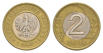 Польша 2 злотых 1995 Y 283 биметалл 4633-115
