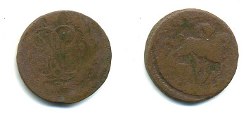 РОССИЯ 1 КОПЕЙКА 1759 медь 61-614