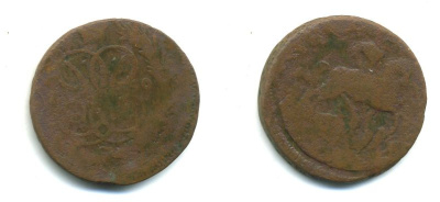 РОССИЯ 1 КОПЕЙКА 1759 медь 61-614