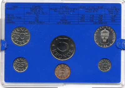 Швеция набор монетного двора из 6 монет 1981 в пластике, Карл XVI Густав (1973- ) KM MS19 UNC 4-3-7-166