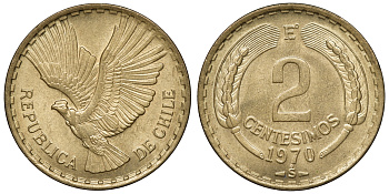 Чили 2 сентесимо 1970 KM 193 алюминиевая бронза aUNC 4118-153