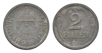 Венгрия 2 филлера 1943 BP KM 519 цинк 4664-867