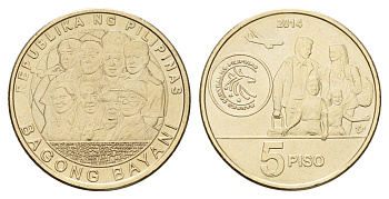 Филиппины 5 писо (песо) 2014 Филиппинские работники за рубежом KM 286 никель латунь UNC 3336-1224