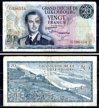 Люксембург 20 франков 1966 Pick 54 a (2) бумага 6312-52-1-1