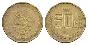 Мексика 50 сентаво 2006 KM 549 алюминиевая бронза 4523-1031