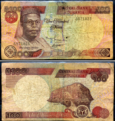 Нигерия 100 найра 2001 Pick 28 c бумага 7376-15-2-1