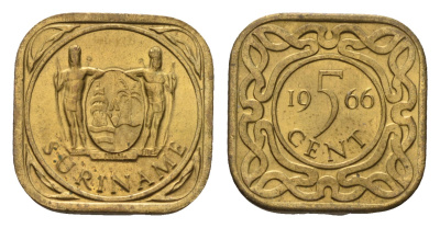 Суринам 5 центов 1966 KM 12.1 никель-латунь UNC 3458-1222