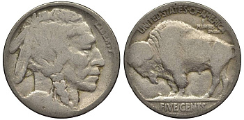 США 5 ЦЕНТОВ 192Х ИНДЕЕЦ, БИЗОН KM 134 медно-никель 27-636