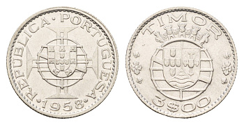 Португальский Тимор 3 эскудо 1958 год-тип KM 14 серебро 4669-764