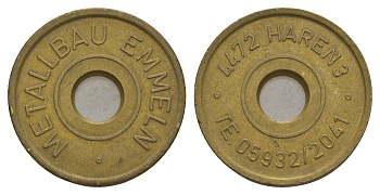 Германия жетон компании Metallbau Emmeln диаметр 26 мм, вес 7,5 гр латунь 4656-412