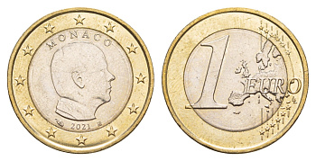 Монако 1 евро 2021 KM 194 биметалл UNC 4654-821