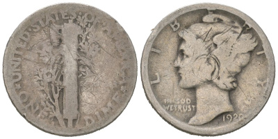 США 10 центов (дайм) 1920 KM 140 серебро 3334-1015