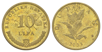 Хорватия 10 лип 2003 нечетный год KM 6 сталь плакированная латунью aUNC 4625-517