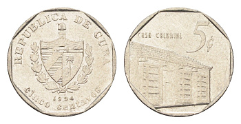 Куба 5 сентаво 1994 Casa Colonial KM 575.1 сталь плакированная никелем 4664-731