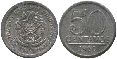 Бразилия 50 сентаво 1960 KM 569 алюминий 4577-736