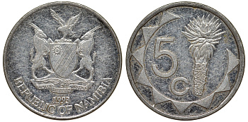 Намибия 5 центов 1993 KM 1 никелированная сталь 4164-517